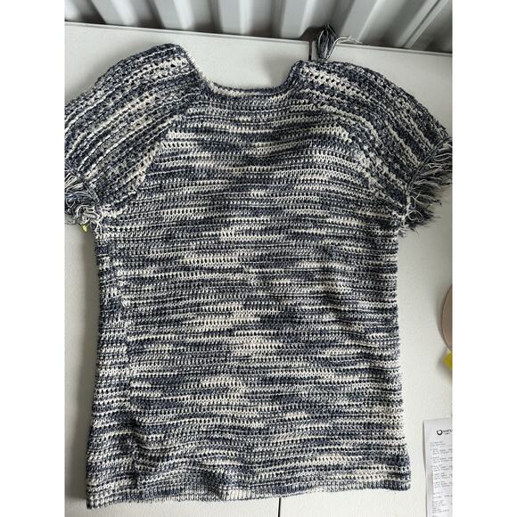 Massimo Dutti NWT Womens Fringe Crochet Boho Blue Coastal Top Size Medium - Picture 2 of 8